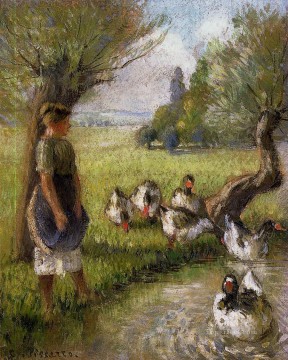 Camille Pissarro Painting - chica ganso Camille Pissarro